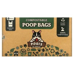 Pogi's Pet Supplies, Kompostierbare Katzenstreubeutel, 18 Rollen, 270 Beutel mit Griff