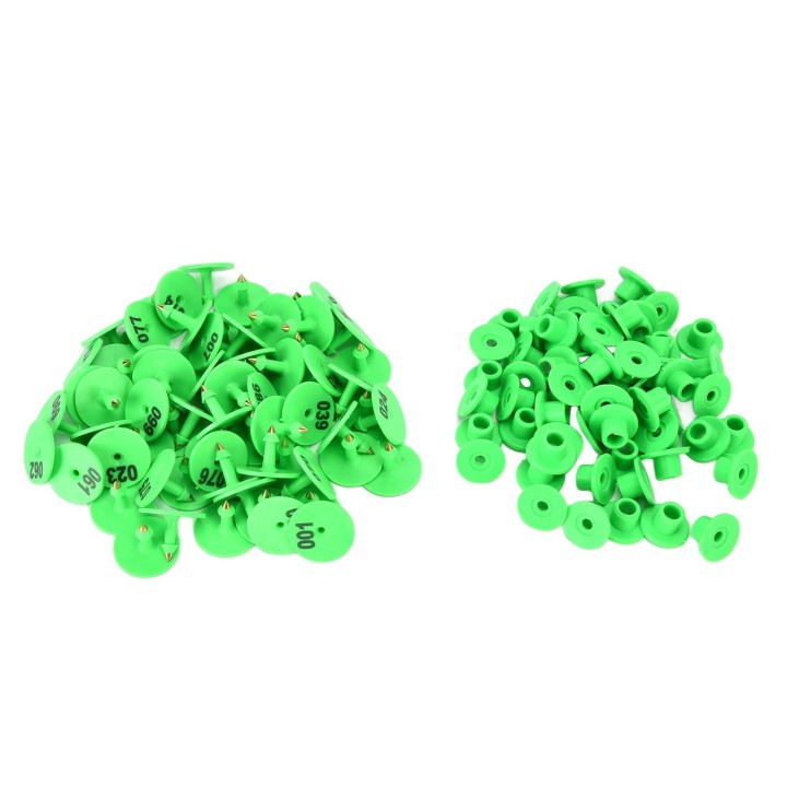 100 stücke Vieh Ohr Tag Anti Dropping Schwein Runde Ohr Tag mit Nummer für Füchse Schweine SchafeGrün grün