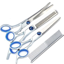 Hundepflege-Scheren-Set aus Edelstahl, bequem, verstellbare Schraube, professionelle 6-in-1-Pflege
