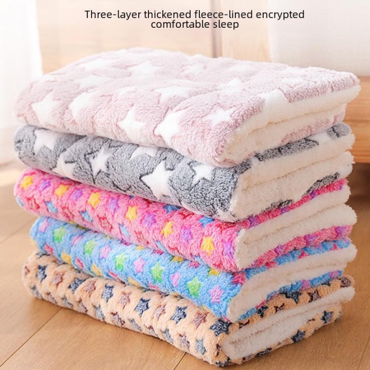Universal-Haustierdecke aus Flanell für vier Jahreszeiten: Doppelseitige warme Plüschmatte für Hunde und Katzen S