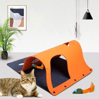 Faltbarer Katzentunnel aus Filz, DIY-Katzentunnelspielzeug, abnehmbares und waschbares Katzenklettergerüst, Katzennest mit An