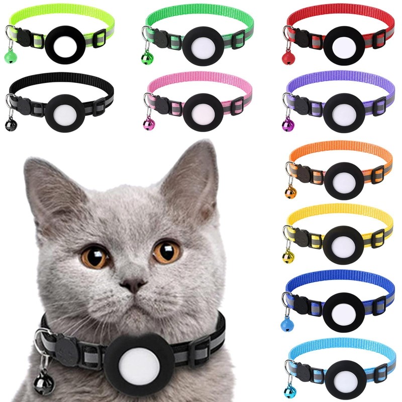 Sagit Cat, Halsband, reflektierend, Katze, Halsband, mit, AirTag, Halter und, Glocke, für, Mädchen, Jungen, Katzen One Size s