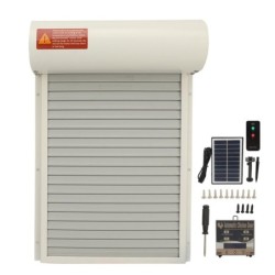 Solarbetriebene automatische Hühnerstalltür mit Lichtsensor, Timer, Fernbedienung, LED-Bildschirm, automatisch weiß