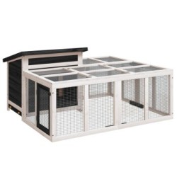 VidaXL Kaninchenstall 144x123x67,5 cm (L x B x H) grau