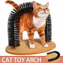 Katzenspielzeugbogen, Selbstpflege, Verwöhnen Sie Katzen mit einer Massage-Pflegebürste und Kratzkissen, Spielzeug für Katzen