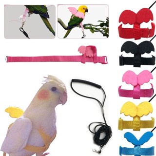 Vogel Harness Leine Set Papagei Fliegen Seil Riemen Outdoor Training für Nymphensittich XS rosa