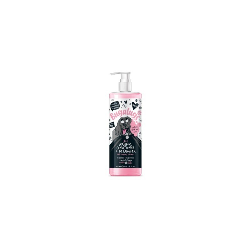 Bugalugs 3-in-1 Hundeshampoo, Conditioner & Detangler – Himbeer & Zitrone