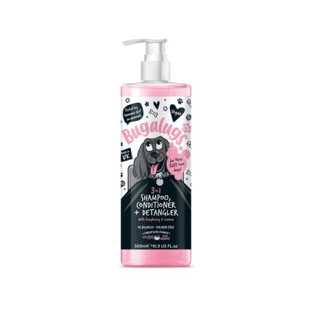 Bugalugs 3-in-1 Hundeshampoo, Conditioner & Detangler – Himbeer & Zitrone