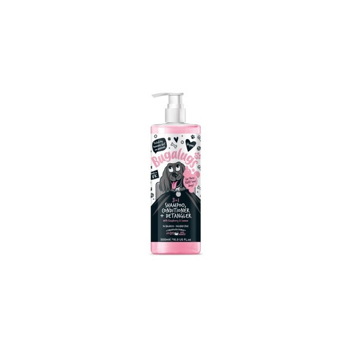 Bugalugs 3-in-1 Hundeshampoo, Conditioner & Detangler – Himbeer & Zitrone