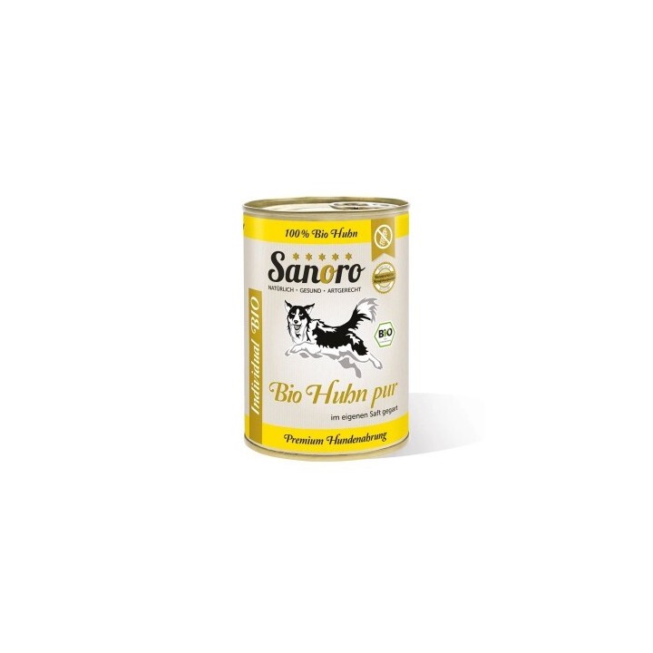 Sanoro Pures Fleisch vom BIO-Huhn mit 5 % Leber 12x400g