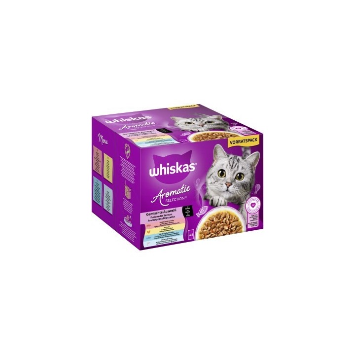Whiskas Nassfutter Katze Adult, Multipack, 1+ Gemischte Auswahl, in Sauce 24x85 g