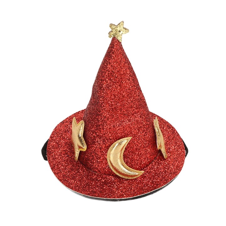 Hamsterhut mit Mond- und Sternmuster, für kleine Tiere, mit verstellbarem Kinnriemen für Schildkröten rot