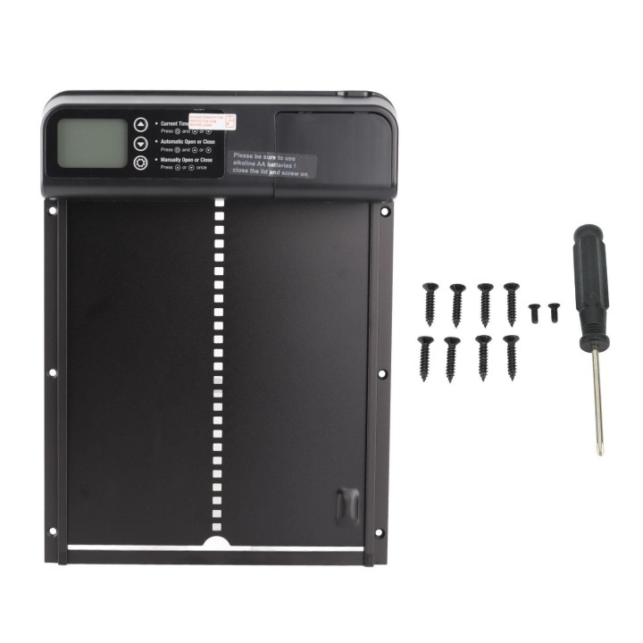 Automatische Hühnerstalltür mit Timer, Aluminiumlegierung, IP45, wasserdicht, LED-Anzeige, batteriebetrieben