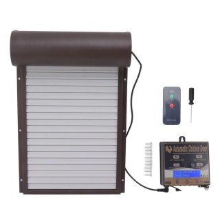 Automatische Hühnerstalltür Programmierbarer Hühnerstalltüröffner aus Aluminium mit Timer-Lichtsensor braun