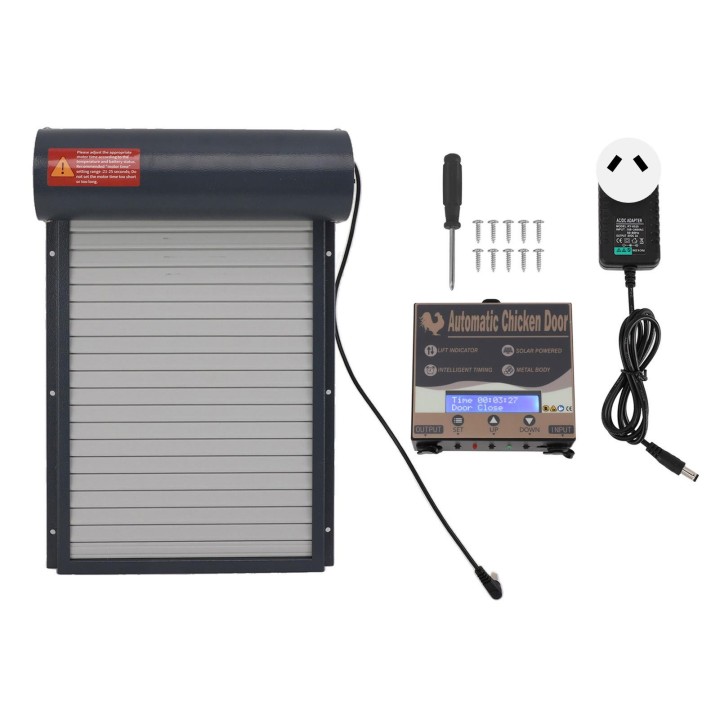 Automatischer Hühnerstall-Türöffner mit Timer, grau, einfache Steuerung, Display, Eisen, automatische Hühnertür AU Plug
