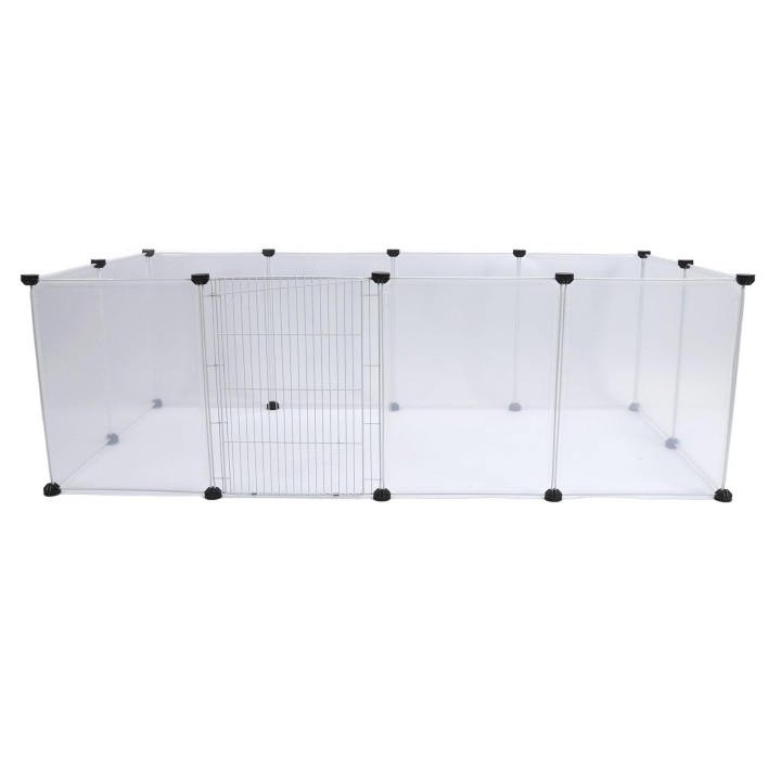 Haustierzaun, tragbar, einfach zu montieren, durchscheinendes Katzen- und Hundegehege aus Kunststoff für kleine und mittelgro