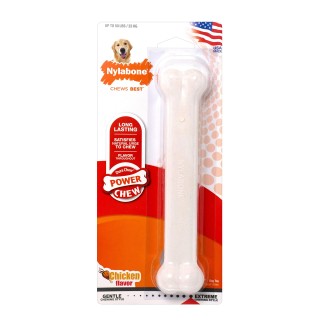 Nylabone Dura Chew, riesiges Kauspielzeug aus Knochen mit Hühnergeschmack, von Nylabone weiß