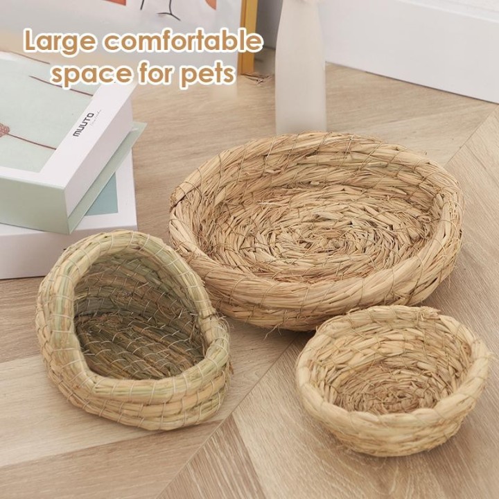 Handgewebtes Papageiennest mit Tigerfell, Pfingstrosennest, Rutin-Hühnernest, Eierablage, warmes Konservierungsnest, grasgewe