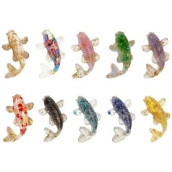 1PC Natürlicher Kristall Zerkleinerter Stein Koi Fisch Figur Ornament Tropfgel Kleine Goldfisch Geschenke Desktop Schöner Sch