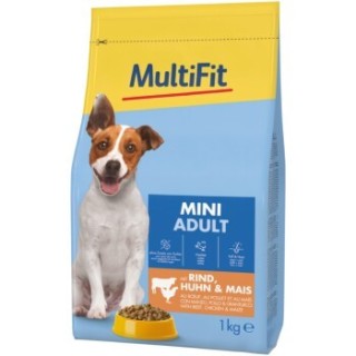 MultiFit Trockenfutter Hund Adult, Mini, mit Rind, Huhn & Mais 3x1 kg