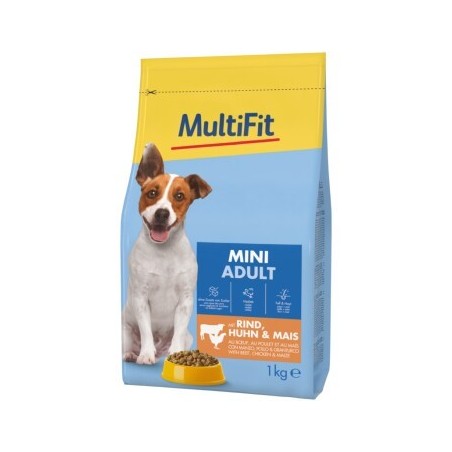 MultiFit Trockenfutter Hund Adult, Mini, mit Rind, Huhn & Mais 3x1 kg