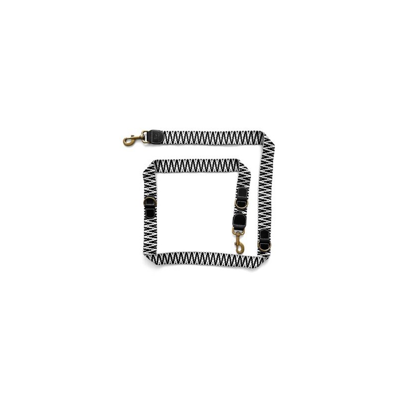 Hey Lana Premium Führleine – 3-fach verstellbar schwarz/ weiß 2 m, 3,8 cm