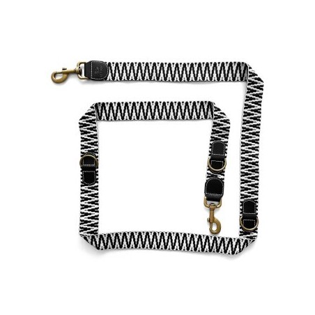 Hey Lana Premium Führleine – 3-fach verstellbar schwarz/ weiß 2 m, 3,8 cm