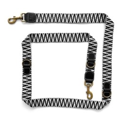 Hey Lana Premium Führleine – 3-fach verstellbar schwarz/ weiß 2 m, 3,8 cm