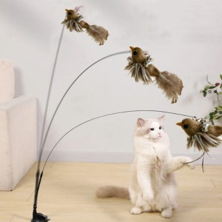 Plüsch Simulierte Vogel Katze Stick Kopf Katze Teaser Stick Katze Spielen Teaser Zauberstab Lindern Langeweile K