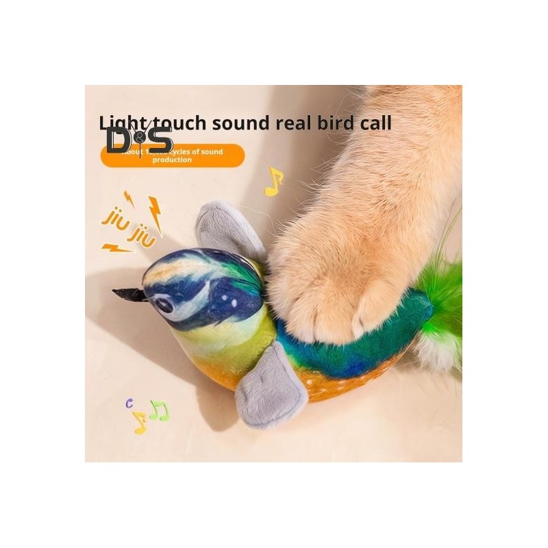 Zwitschernder Vogel, Katzenspielzeug, interaktive Simulation, elektrischer Vogel, berührungsaktivierter Plüschvogel, Katzensp