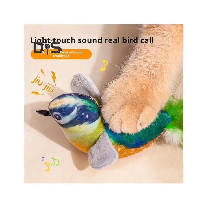 Zwitschernder Vogel, Katzenspielzeug, interaktive Simulation, elektrischer Vogel, berührungsaktivierter Plüschvogel, Katzensp