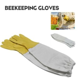 Imkerhandschuhe, Schutzärmel, belüftet, aus Schaffell und Canvas, Anti-Biene für die Imkerei, Imkerei gelb