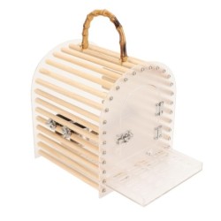 Tragbarer Vogelkäfig, ausbruchsicher, kreisförmig, kleiner transparenter Acryl-Reisevogelträger für Vögel