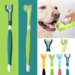 1 Stück Haustierzahnbürste 3-seitig Hund Kunststoffzahnbürste Katze Hund Mundreinigungsprodukte Welpen Kätzchen Zahnreinigung