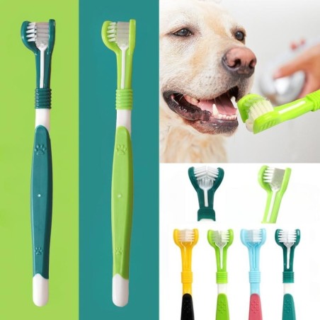 1 Stück Haustierzahnbürste 3-seitig Hund Kunststoffzahnbürste Katze Hund Mundreinigungsprodukte Welpen Kätzchen Zahnreinigung