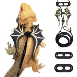 Bartagame-Leine für Eidechsen – 3er-Pack, Dinosaurier-Flügel-Echsengeschirr, Leine für Bartagame-Eidechsen-Reptilien 1set gol