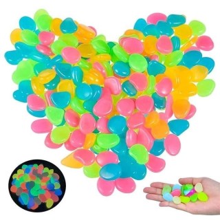 300 Stück Pierres Lumineuses, Galet Lumineux, Cailloux Fluorescents, Pierres Décoration, Aquarium Lumineux Coloré, Jardin Ext