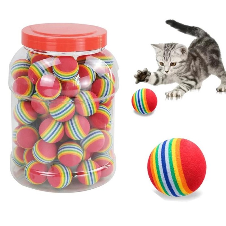 Regenbogen EVA Katzenspielzeug Ball Interaktives Katzen- und Hundespiel Kauen Rassel Kratzen EVA Ball Trainingsbälle Haustier