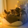 Katzenstreu Winter Niedliche Tierform Katze Halbgeschlossenes Hausbett Warme Hundestreu Kleine Hunde Heimtierbedarf L 50*50*1