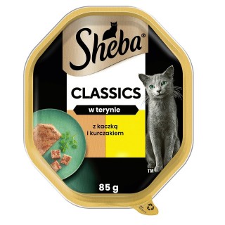 SHEBA Classics 85 g: Nassvollnahrung für adulte Katzen mit Ente und Huhn in Terrine