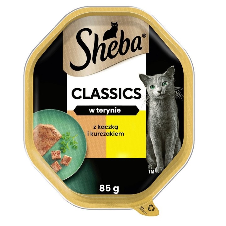 SHEBA Classics 85 g: Nassvollnahrung für adulte Katzen mit Ente und Huhn in Terrine