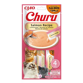 INABA Churu Cat Salmon 4x14g cremiges Katzenleckerli mit Lachsgeschmack