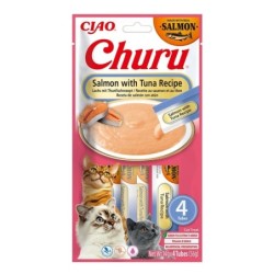 INABA Churu Cat Salmon with Tuna 4x14g cremiges Katzenleckerli mit Lachs- und Thunfischgeschmack