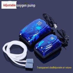 Kompakte, geräuschlose Sauerstoffpumpe mit zwei Öffnungen für Aquarien mit Schlauch und Diffusor Bubble Head (1 piece)
