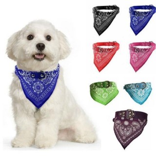 Verstellbarer Halstuch für Hunde, Welpen, Katzen, Bandana, Kunstleder, Halstuch S blau
