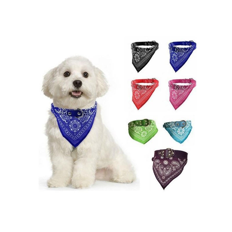 Verstellbarer Halstuch für Hunde, Welpen, Katzen, Bandana, Kunstleder, Halstuch S blau