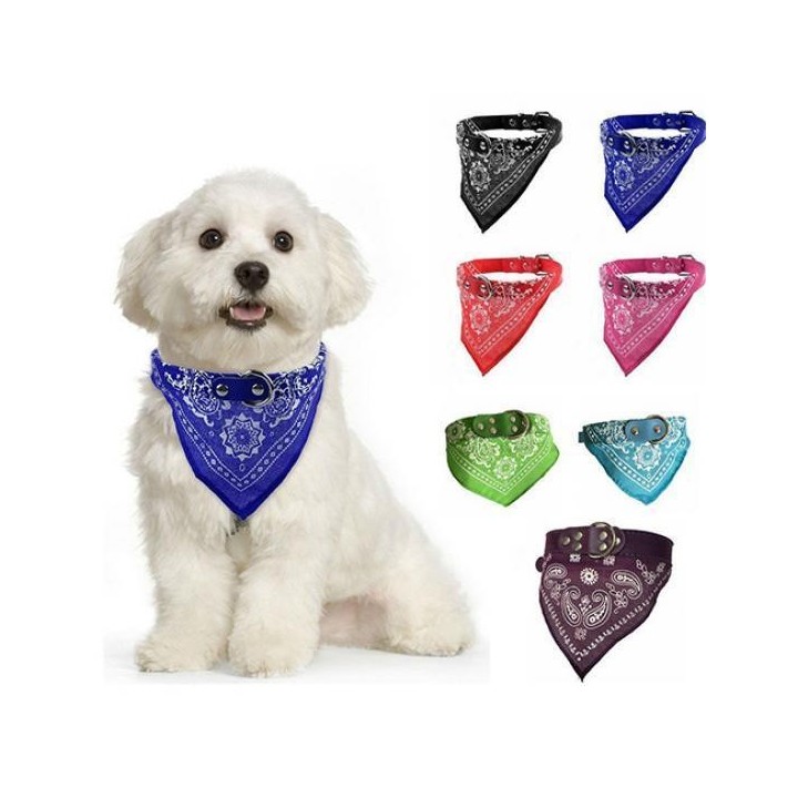 Verstellbarer Halstuch für Hunde, Welpen, Katzen, Bandana, Kunstleder, Halstuch S blau