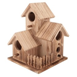 Vogelhäuschen aus Holz mit Dächern, für kleine Vögel, Nisthäuschen, Futterspender für drinnen und draußen
