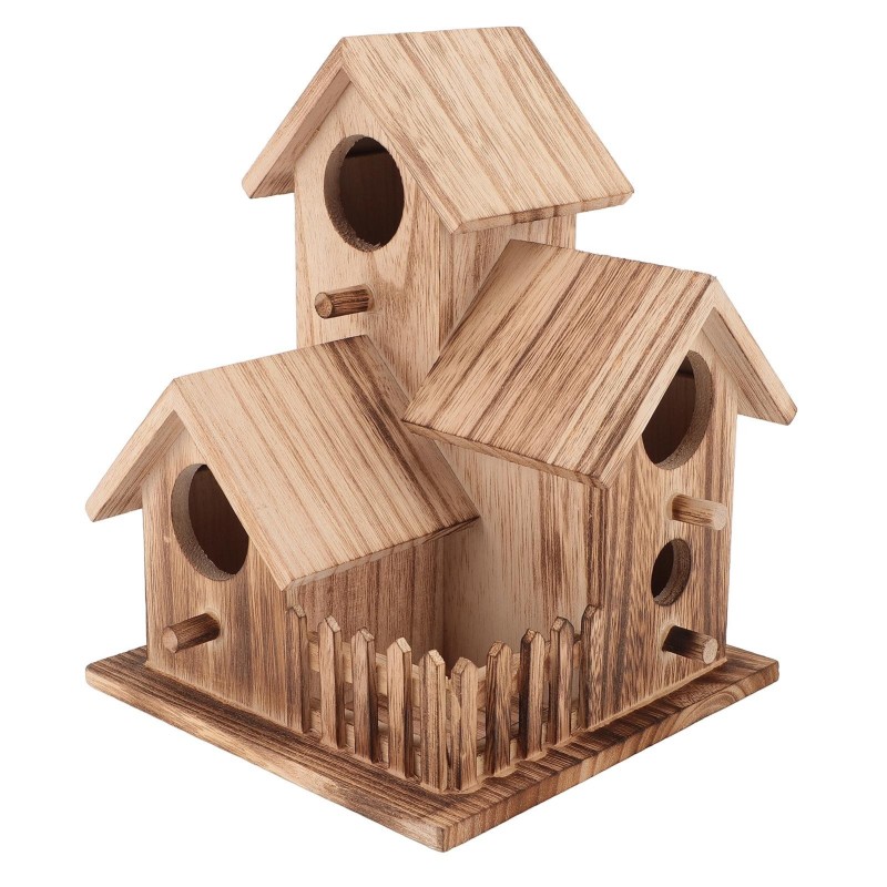 Vogelhäuschen aus Holz mit Dächern, für kleine Vögel, Nisthäuschen, Futterspender für drinnen und draußen