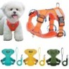 Set aus Hundegeschirr und Leine mit 4-Punkt-Einstellung für kleine Hunde, reflektierendes Netz-Hundegeschirr, Weste, Brustgur